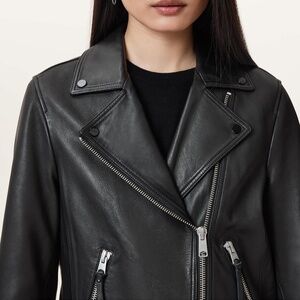 All Saints Dalby Leather Slim Fit Leather Biker Jacket
